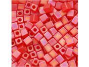Miyuki 4mm Cube Beads Transp Frost Red AB 140Fr 10 Gr