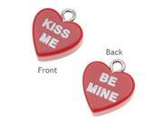 Red Valentines Candy Heart Charm 2Sided Be Mine Kiss Me