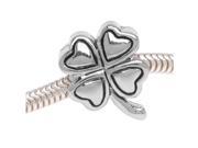Silver Tone Double Sided 4 Leaf Clover Shamrock Bead Fits European Style 1