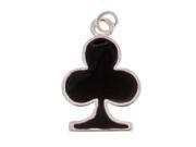 Silver Plated Black Enamel Playing Card Clubs Charm X1