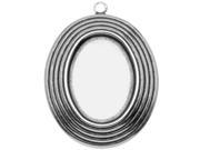 Antiqued Silver Plated Bezel Pendant Stamping Oval Terrace Design 42.5x32mm 2