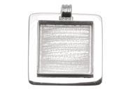 Amate Studio Silver Plated Fancy Raised Square Bezel Pendant 33.5mm 1