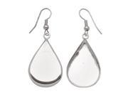 Amate Studio Silver Plated Teardrop Bezel Earrings With Hooks 20x32.5mm 1 Pair