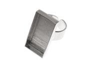Amate Studios Silver Plated Rectangle Bezel Adjustable Ring 15x29mm 1