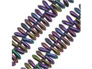 Czech Pressed Glass 3 x 10mm Dagger Beads Purple Iris 50