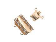 23K Gold Plated 2 Strand Box Clasp Rectangular With Crystals 18x13mm