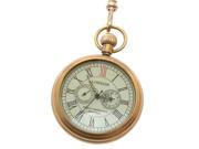 Pocket Watch Pendant Antiqued Brass Mechanical Motion Round With Chain