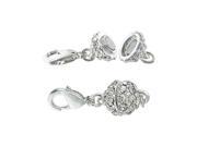 Beadelle Crystal 8mm Round Pave Magnetic Clasp Silver Plated Crystal 1 Piece