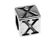 Lead Free Pewter Alphabet Bead Letter X 5.5mm Cube 1 Piece Antiqued Silver