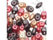 Czech Glass SuperDuo 2 Hole Seed Beads 2x5mm 24g Tube Chocolate Cherries
