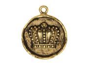 Nunn Design Charm 20x24.5mm Crown In Circle Bezel 1 Piece Antiqued Gold