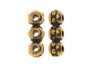 TierraCast Pewter 3 Str Beaded Spacer Bar Fits 4mm Beads 2 Pcs Gold Plated