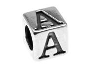 Sterling Silver Alphabet Cube Bead Letter A 4.5mm 1 Piece Antiqued