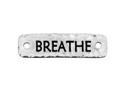 TierraCast Pewter Connector Link with Breathe Text 40x11.5mm Antiqued Silver