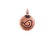 TierraCast Pewter Charm Round Fat Bird 16.5x11.5mm 1 Pc. Ant. Copper Plated