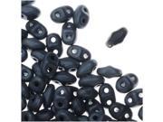 Czech Glass MiniDuo 2 Hole Seed Beads 2x4mm 8 Grams Matte Jet Iris White
