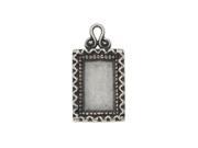 Antiqued Silver Plated Bezel Pendant Rectangle 11.5x22mm 1 Piece