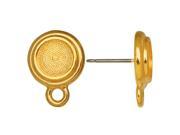TierraCast Pewter Earring Post Glue In Stepped Bezel 16x12mm 2 Pcs Gold
