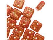Czech Glass 2 Hole Chexx Beads 6x6mm 25 Pieces Coral Lumi