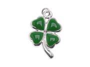 Silver Plated Lucky Green Four Leaf Clover Right Shamrock Style 2 Charm 18mm 1