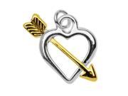 Silver and Gold Plated Charm Heart Outline w Arrow 14x14.5x2mm 1 Piece Silver