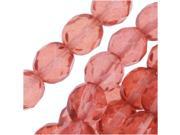 Czech Fire Polished Beads 8mm Round Pink Rose Opal 25