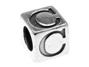 Sterling Silver Alphabet Cube Bead Letter C 4.5mm 1 Piece Antiqued