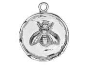 Nunn Design Charm 20x24.5mm Bee In Circle Bezel 1 Piece Bright Silver