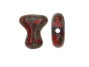 Preciosa Czech Glass Tee Beads Interlocking Pieces 8x2.5mm 48 Pieces Coral Red Travertine