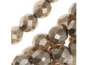 Czech Fire Polished Glass Beads Faceted Round 8mm 25 Pieces Matte Light Gold