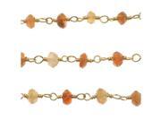Hessonite Garnet Gemstone Gold Vermeil Wire Wrapped Chain 4mm Rondelles - By The Inch Hessonite Garnet Gemstone Gold Vermeil Wire Wrapped Chain 4mm Rondelles - By The Inch