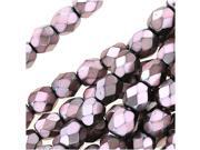 Czech Fire Polished Glass Beads 4mm Round Full PearlizedDusty Rose On Jet (50) Czech Fire Polished Glass Beads 4mm Round Full PearlizedDusty Rose On Jet (50)