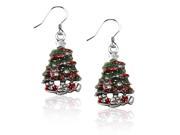 Christmas Tree Charm Earrings in Silver