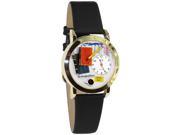 Book Lover Black Leather And Goldtone Watch C0450003