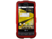 Rubber Coated Plastic Phone Protector Case Red For LG Optimus S
