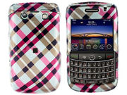 Solid Plastic Phone Design Case Cover Hot Pink Plaid For BlackBerry Bold 9700 9780