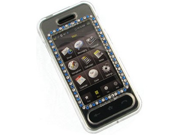 Phone Protector Case with White and Blue Diamonds Clear For Samsung Instinct M800
