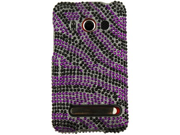 Hard Diamond Plastic Protector Cover Case Purple and Black Zebra For HTC EVO 4G