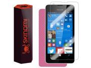 Skinomi® TechSkin Microsoft Lumia 550 Screen Protector Pink Carbon Fiber Full Body Skin with Free Lifetime Replacement Front Back Wrap Clear Film Ultr