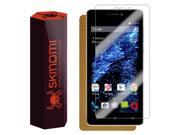 Skinomi® TechSkin BLU Studio Energy 2 Screen Protector Gold Carbon Fiber Full Body Skin with Free Lifetime Replacement Front Back Wrap Clear Film Ultr