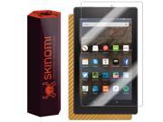 Skinomi® TechSkin Amazon Fire HD 8 Screen Protector 8 [2015] Gold Carbon Fiber Full Body Skin w Free Lifetime Replacement Front Back Wrap Clear Film