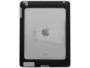 Rubberized Plastic TPU Cover Case with Kickstand Clear and Black For Apple iPad 2