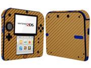 Skinomi Carbon Fiber Gold Skin Screen Protector Cover for Nintendo 2DS