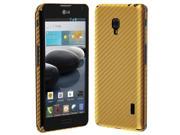 Skinomi Carbon Fiber Gold Phone Skin Screen Protector Cover for LG Optimus F6
