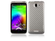 Skinomi Carbon Fiber Silver Skin Cover Screen Protector for HTC One X X Plus