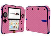 Skinomi Carbon Fiber Pink Skin Cover Clear Screen Protector for Nintendo 2DS