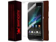 Skinomi Phone Skin Dark Wood Cover Clear Screen Protector for Sony Xperia L C205