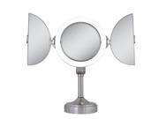 Zadro Surround Light™ 1X 10X Tri Fold Vanity Mirror in Satin Nickel SLVT410