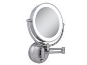 Zadro LED Lighted 10X 1X Round Wall Mount Mirror in Satin Nickel