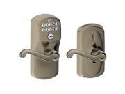 Schlage FE595 PLY 620 FLA Plymouth Keypad Entry with Flex Lock and Flair Style Levers Antique Pewter
